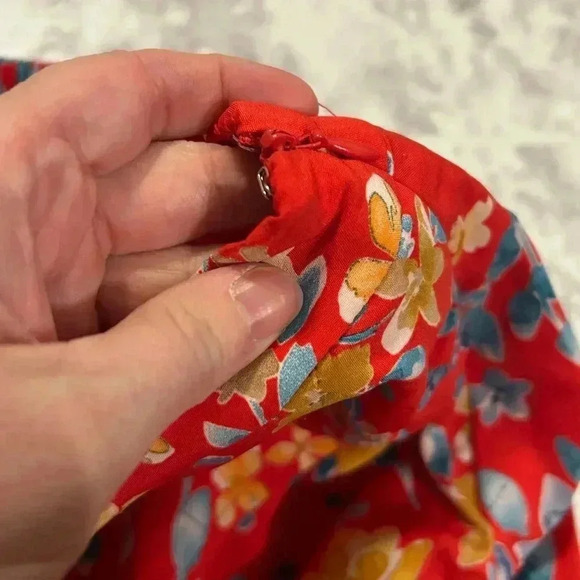 Lulus Red Floral Ankle Length Faux Wrap Skirt Size small - Picture 3 of 5